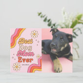 Retro Beste Hondenmoeder Ooit Roze en Daisy Kleurr Kaart (Staand voorkant)