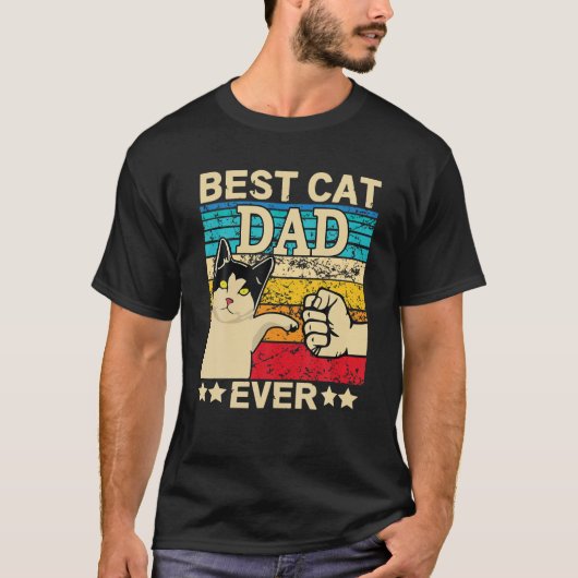 Retro beste kat pap in T-shirt Kat papa Fath (Voorkant)