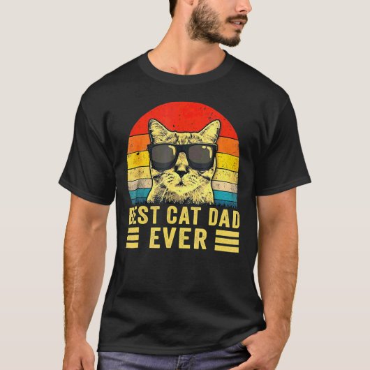 Retro  beste kat pap ooit bult voor vader da t-shirt (Voorkant)