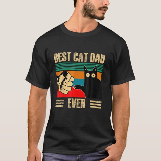 Retro  beste kat pap ooit grappige zwarte kat Fi T-shirt (Voorkant)