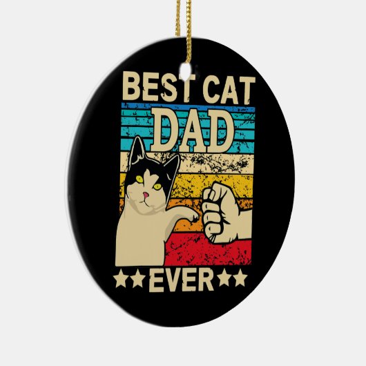 Retro  beste kat pap ooit T-shirt kat papa Keramisch Ornament (Rechts)