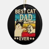 Retro  beste kat pap ooit T-shirt kat papa Keramisch Ornament (Links)