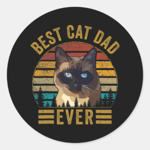 Retro beste kat pap ooit vaderdag Siames Ronde Sticker