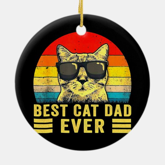 Retro  beste kat vader ooit bult voor vader keramisch ornament (Achterkant)
