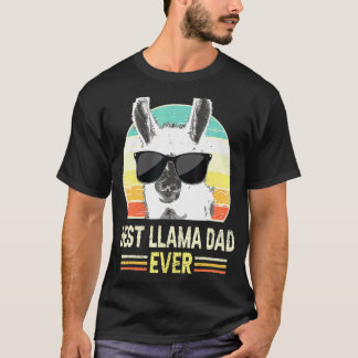 Retro Beste lama Papa Ooit T-shirt Alpaca met Zonn