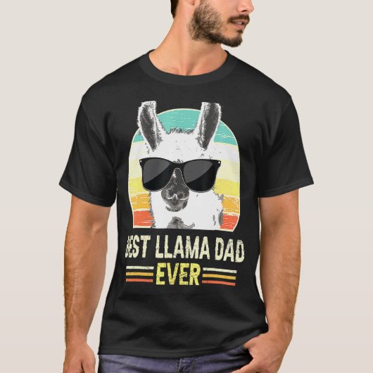 Retro Beste lama Papa Ooit T-shirt Alpaca met Zonn (Voorkant)