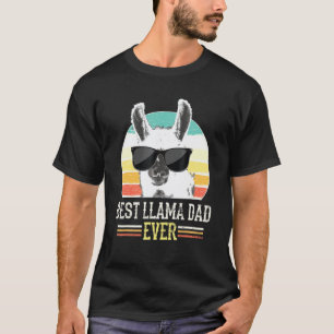 Retro Beste Lama Vader Ooit Alpaca Met Zonnebril T-shirt