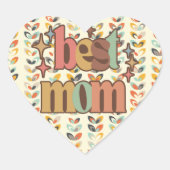  Retro Beste Mam Hart Sticker (Voorkant)