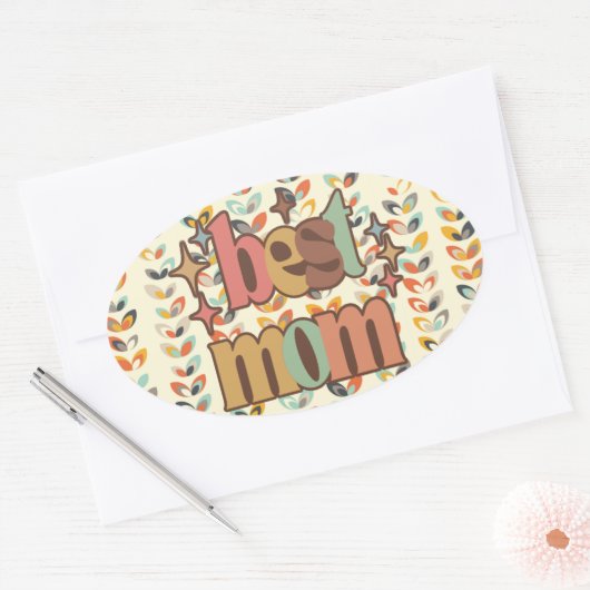  Retro Beste Mam Ovale Sticker (Envelop)