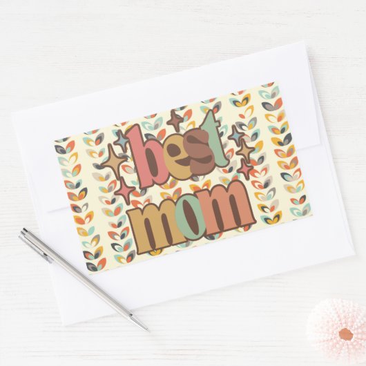 Retro Beste Mam Rechthoekige Sticker (Envelop)