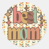  Retro Beste Mam Ronde Sticker (Voorkant)