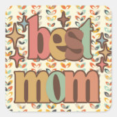  Retro Beste Mam Vierkante Sticker (Voorkant)