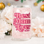 Retro Beste Mama Ooit Roze Groovy Moederdag Gift Blikvorm Glas