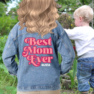 Retro Beste Mama Ooit Roze Groovy Moederdag Gift Denim Jacket