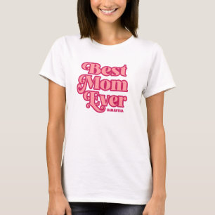 Retro Beste Mama Ooit Roze Groovy Moederdag Gift T-shirt
