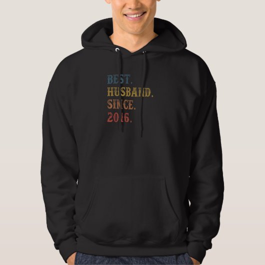 Retro Beste man sinds 2016 6th Wedding Anivers Hoodie (Voorkant)