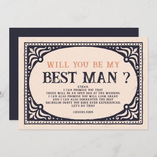 Retro Beste Man Voorstel Kaart (Voorkant / Achterkant)