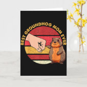 Retro Beste Marmot Moeder Ooit Dieren Liefhebber V Kaart (Gele Bloem)