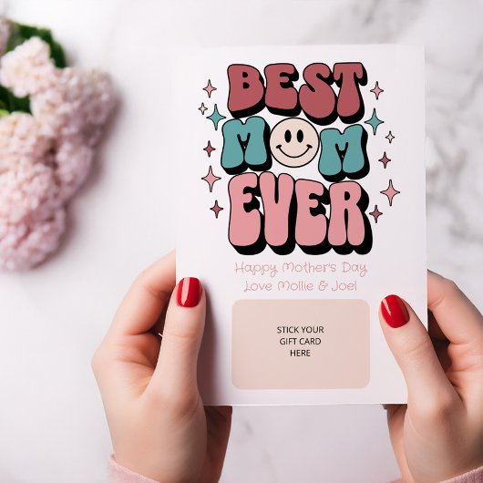Retro Beste Moeder Ooit Cadeaukaarthouder Kaart