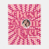 Retro beste moeder ooit gepersonaliseerde foto Moe Fleece Deken (Voorkant)