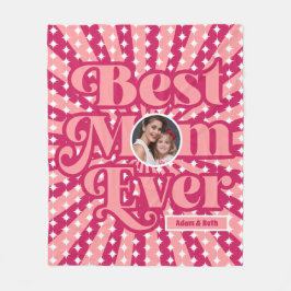 Retro beste moeder ooit gepersonaliseerde foto Moe Fleece Deken