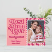 Retro beste moeder ooit gepersonaliseerde foto Moe Kaart (Staand voorkant)