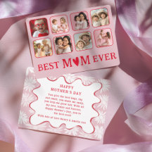 Retro Beste Moeder Ooit Rood & Roze Foto 