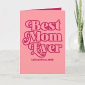 Retro Beste Moeder Ooit Roze Groovy Moederdag Foto Kaart (Voorkant)