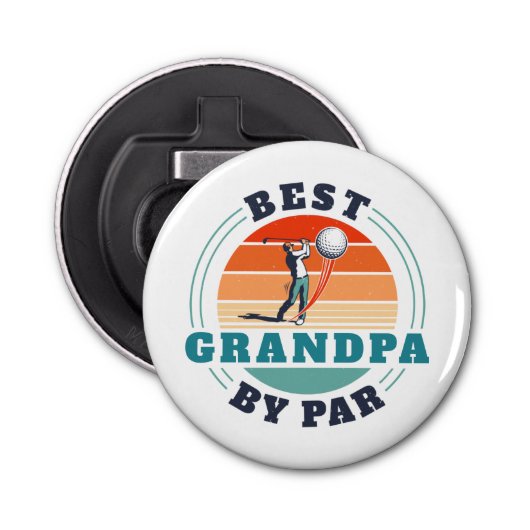 Retro Beste opa op Par Custom Fathers Day Logo Button Flesopener (Voorkant)