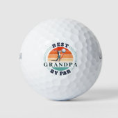 Retro Beste opa op Par Custom Fathers Day Logo Golfballen (Voorkant)