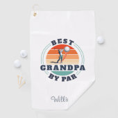 Retro Beste opa op vaderdag toevoegen Naam Golfhanddoek (Insitu)