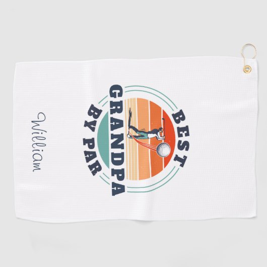 Retro Beste opa op vaderdag toevoegen Naam Golfhanddoek (Horizontaal)