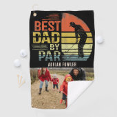 Retro Beste Papa door Par Photo Aangepaste Naam Golfhanddoek (Insitu)
