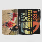 Retro Beste Papa door Par Photo Aangepaste Naam Golfhanddoek (Horizontaal)