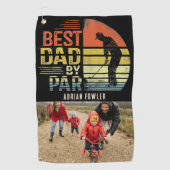 Retro Beste Papa door Par Photo Aangepaste Naam Golfhanddoek (Voorkant)