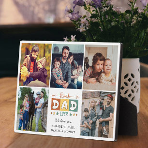 Retro Beste Papa Ooit Aangepaste Foto Collage Fotoplaat