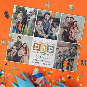 Retro Beste Papa Ooit Aangepaste Foto Collage Legpuzzel