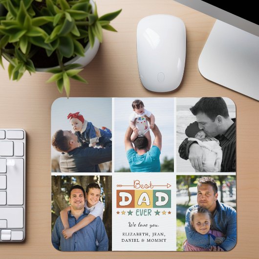 Retro Beste Papa Ooit Aangepaste Foto Collage Muismat