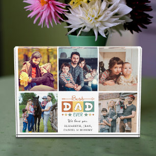 Retro Beste Papa Ooit Aangepaste Foto Collage Plaq