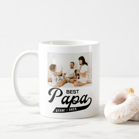 Retro Beste Papa ooit Foto Koffiemok (Met donut)