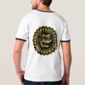 Retro beste papa ooit kalligrafie gouden blad werv t-shirt (Achterkant)