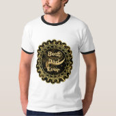 Retro beste papa ooit kalligrafie gouden blad werv t-shirt (Voorkant)