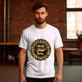 Retro beste papa ooit kalligrafie gouden blad werv t-shirt
