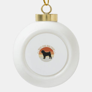 Retro Beste Pug Vader Ooit Hond Liefhebber Shirt O Keramische Bal Ornament