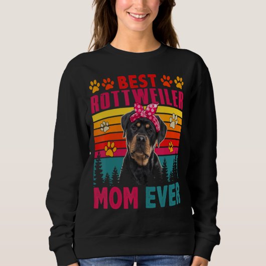  Retro Beste Rottweiler Mam Ooit Cute Dog Hij Trui (Voorkant)