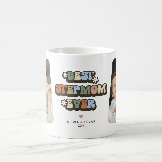 Retro beste stiefmoeder ooit 2 foto koffiemok (Center)