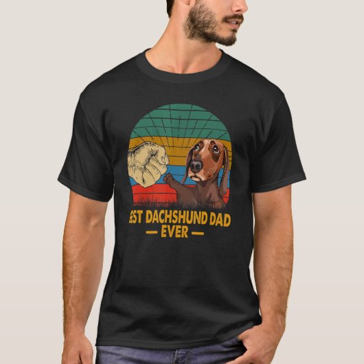 Retro Beste Tachshund Papa Ever Wiener Pap T-shirt (Voorkant)