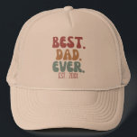 Retro Beste vader ooit Vastgestelde Datum Nieuwe P Trucker Pet<br><div class="desc">Beste vader ooit shirt met klantgerichte vastgestelde datum in retroflecontdoopvont en kleuren.</div>
