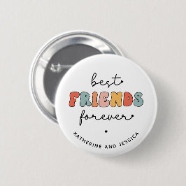 Retro beste vrienden voor altijd | Besties Geschen Ronde Button 5,7 Cm