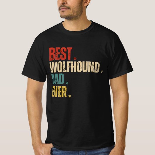 Retro  Beste Wolfhound Papa Ooit Grunge Grappig T-shirt (Voorkant)